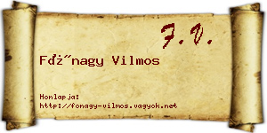 Fónagy Vilmos névjegykártya